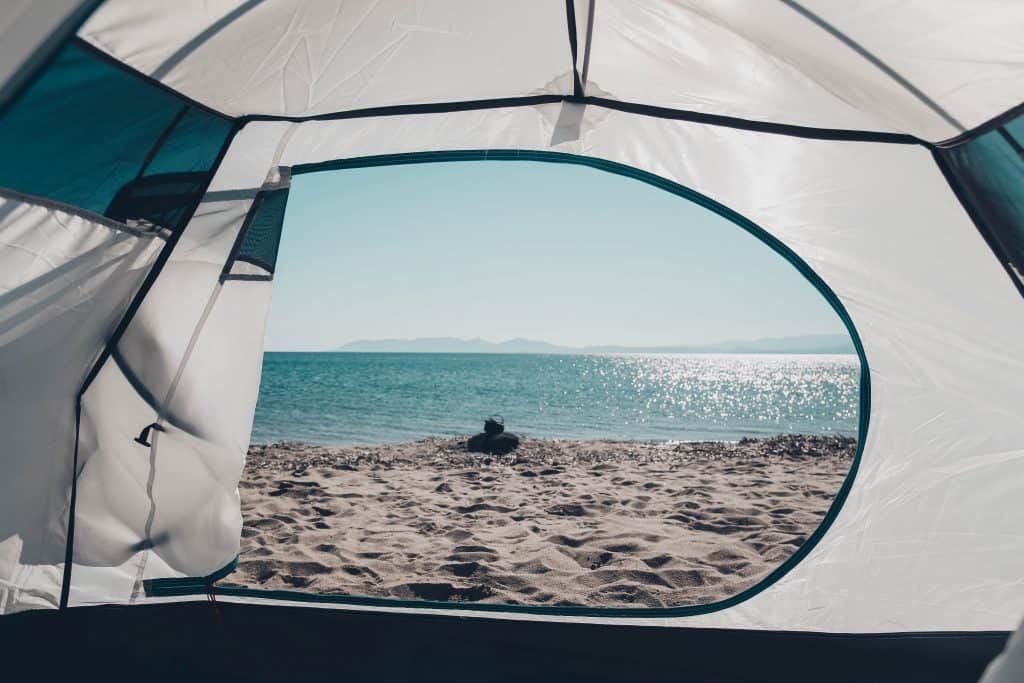camping on a beach