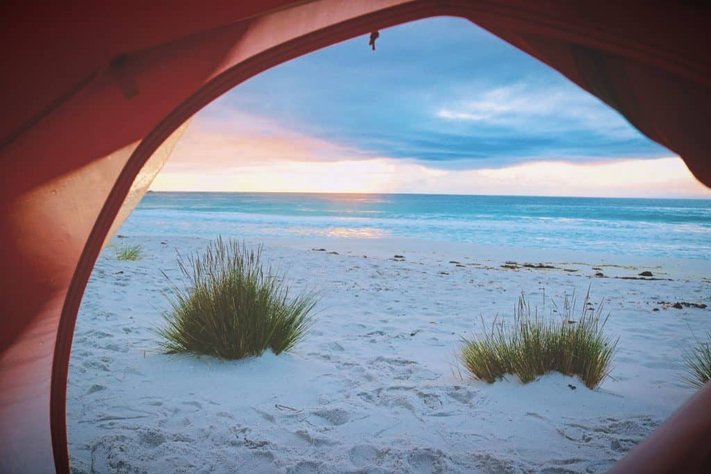 view from a beach tent