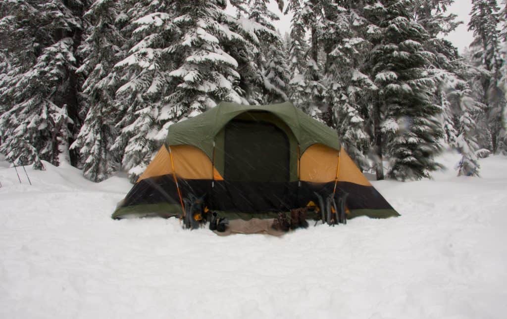 winter tent in snow