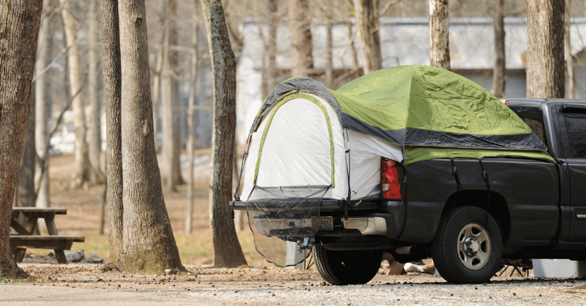 truck tent at a campsite