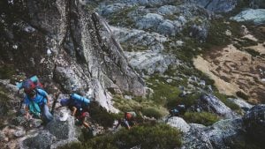 people climbing a mountain