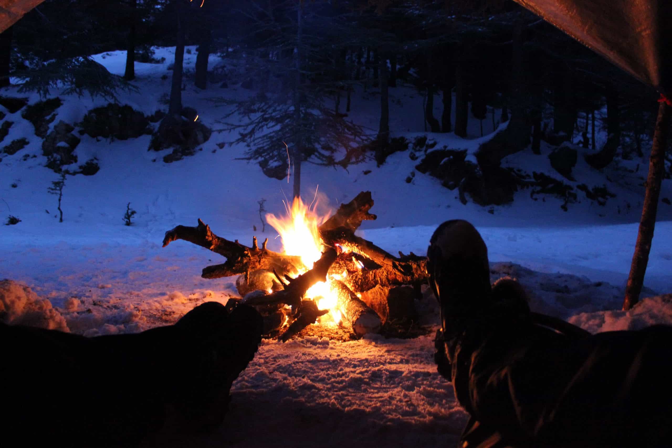 campfire in the snow