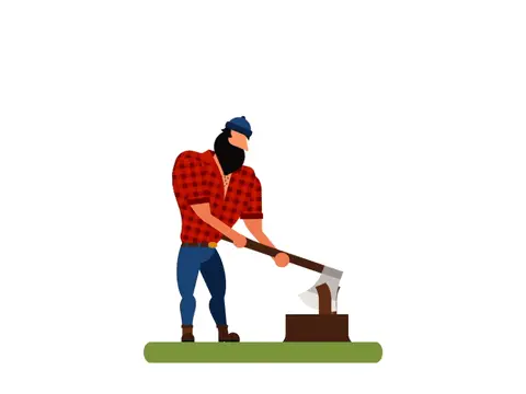 Lumberjack using a Hatchet