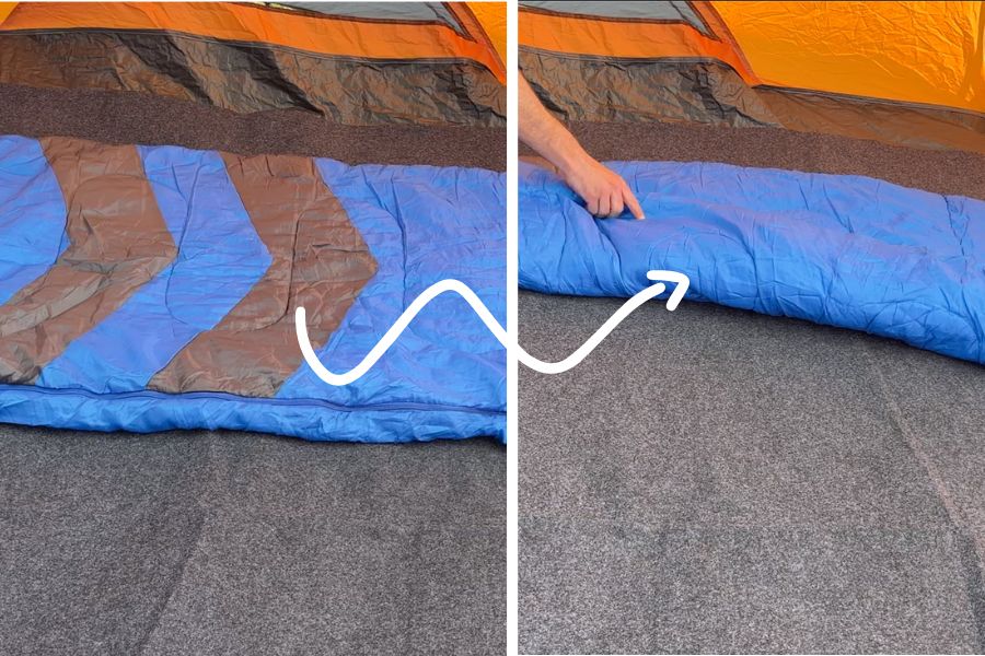 Folding your sleeping bag in half