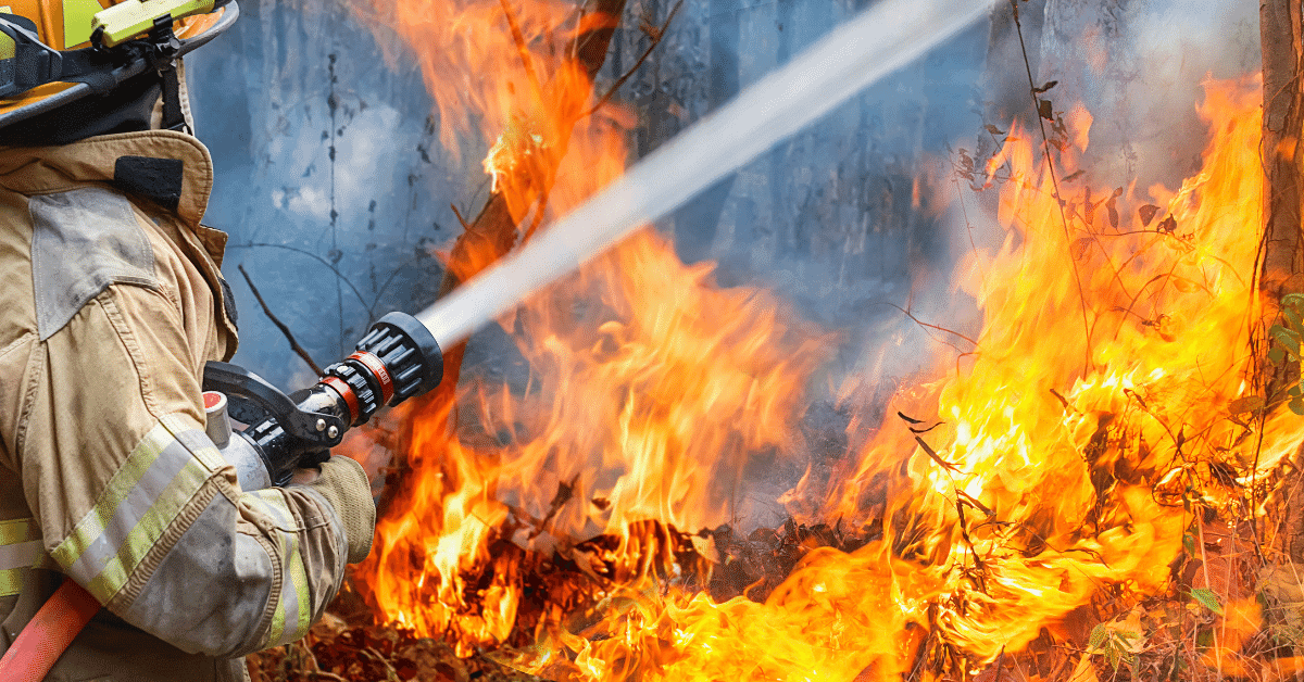 fireman putting out fire