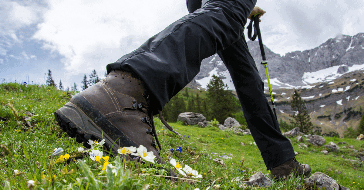 a person hiking wearing shoes and pants
