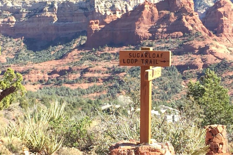 Trail Post in Sedona Showing the Path to the Sugarloaf Loop Trail