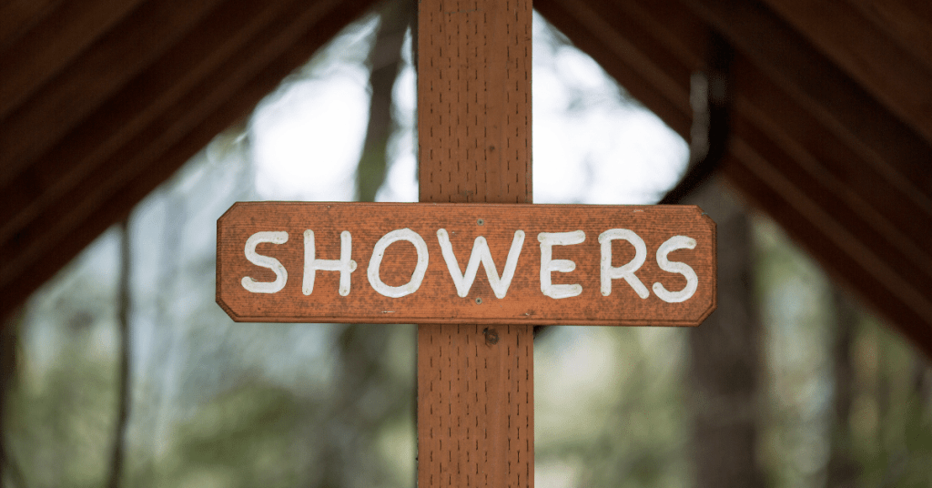 a campground shower sign