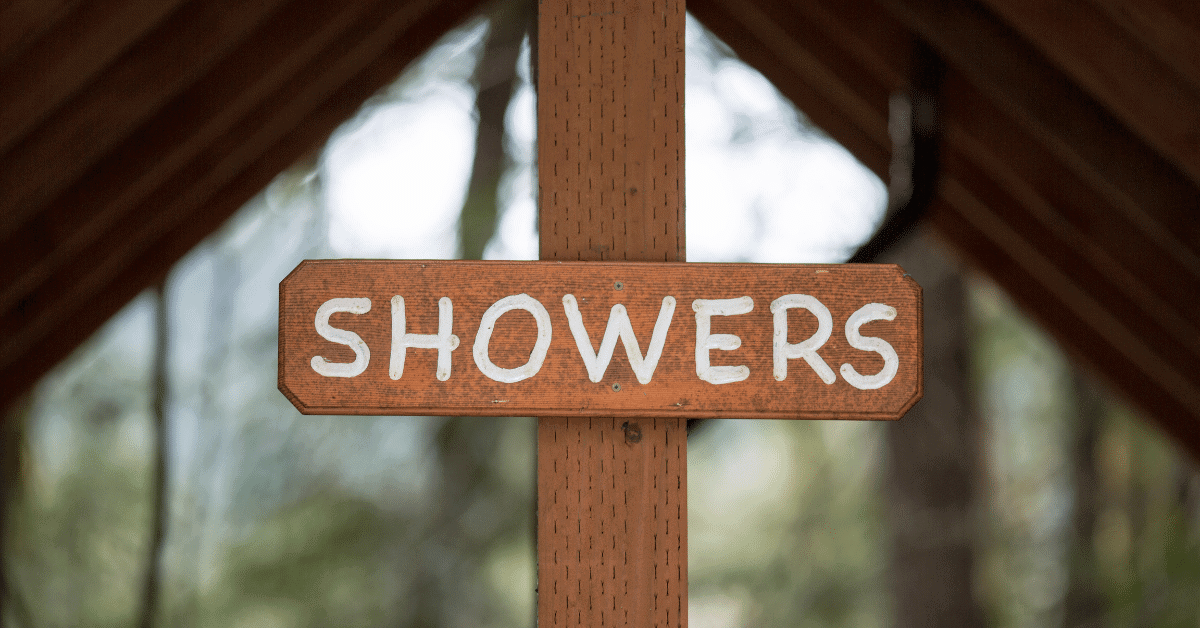 a campground shower sign