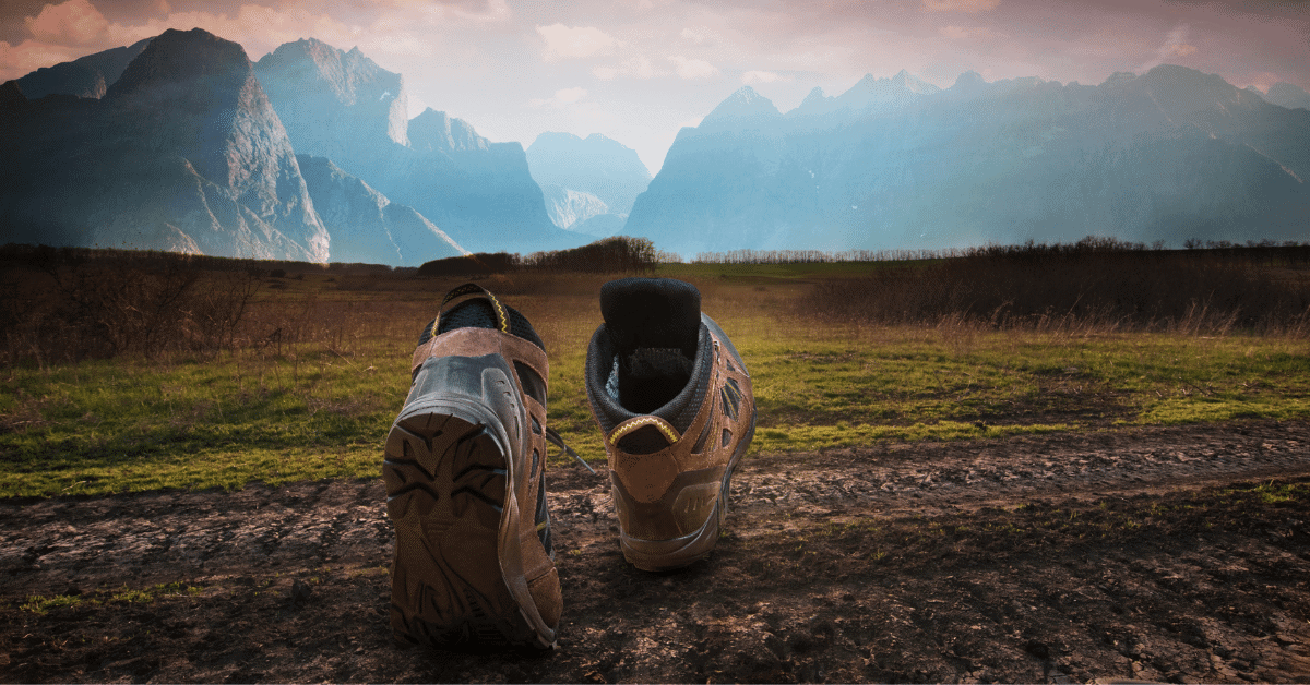 a pair of hiking boots worn by an invisible man