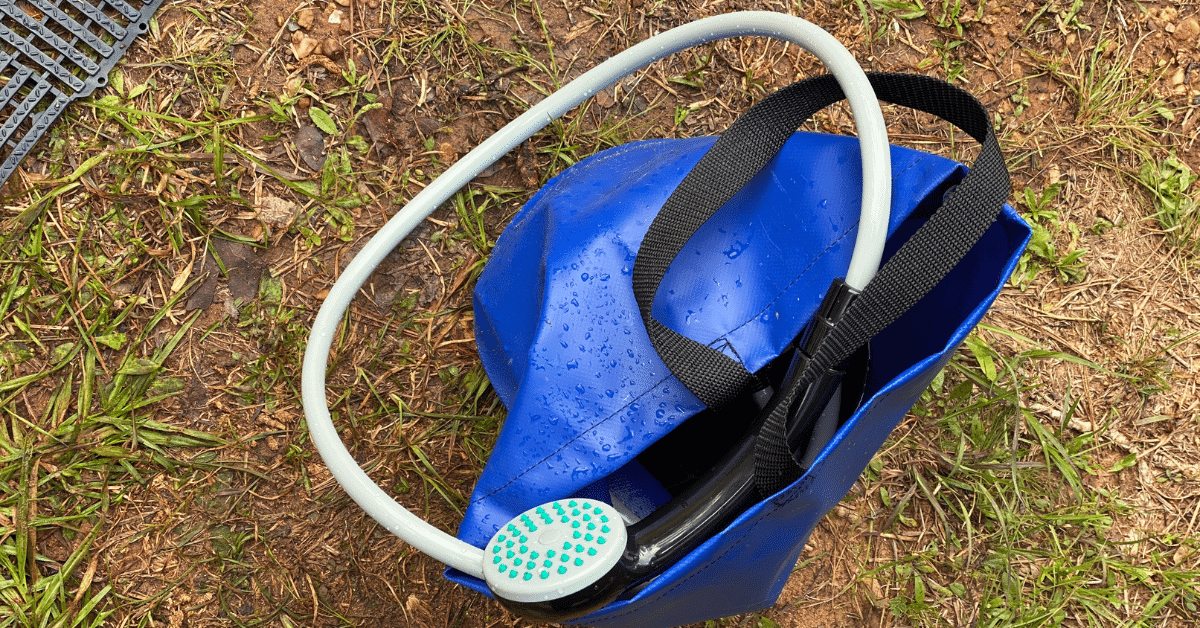 a portable shower bag and shower head