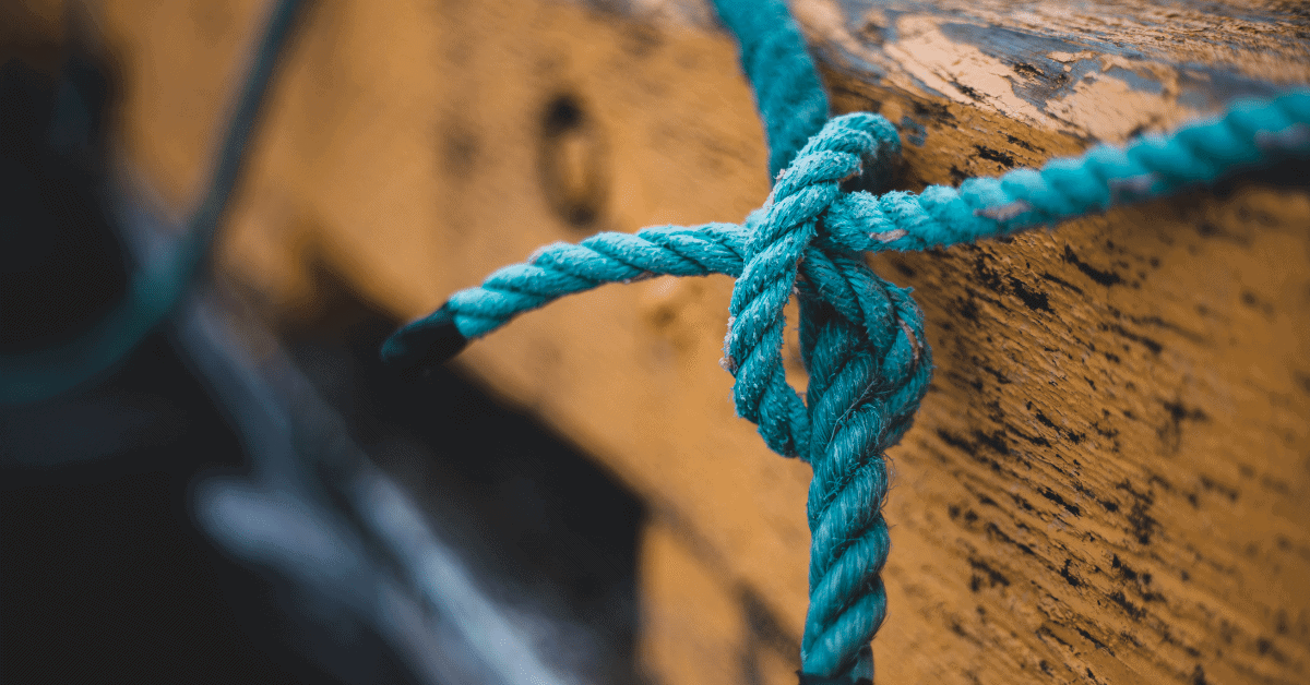 blue rope in some kind of knot