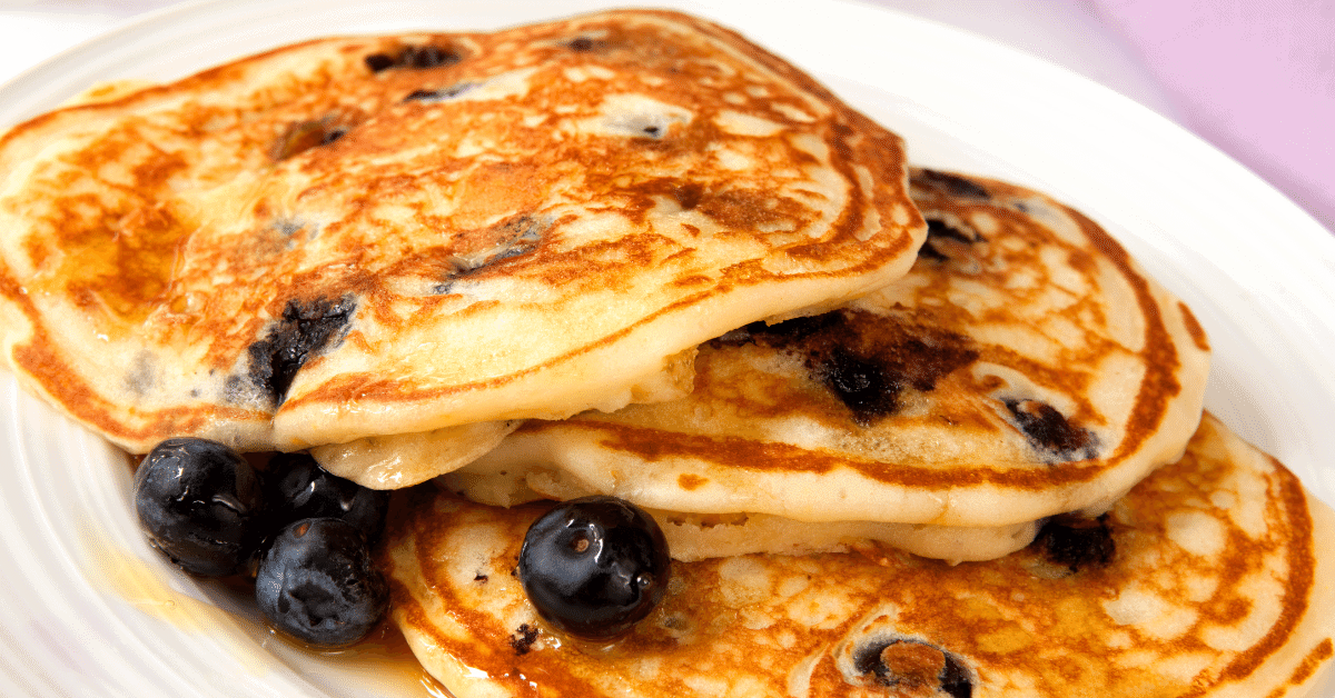 camping breakfast blueberry pancakes with syrup