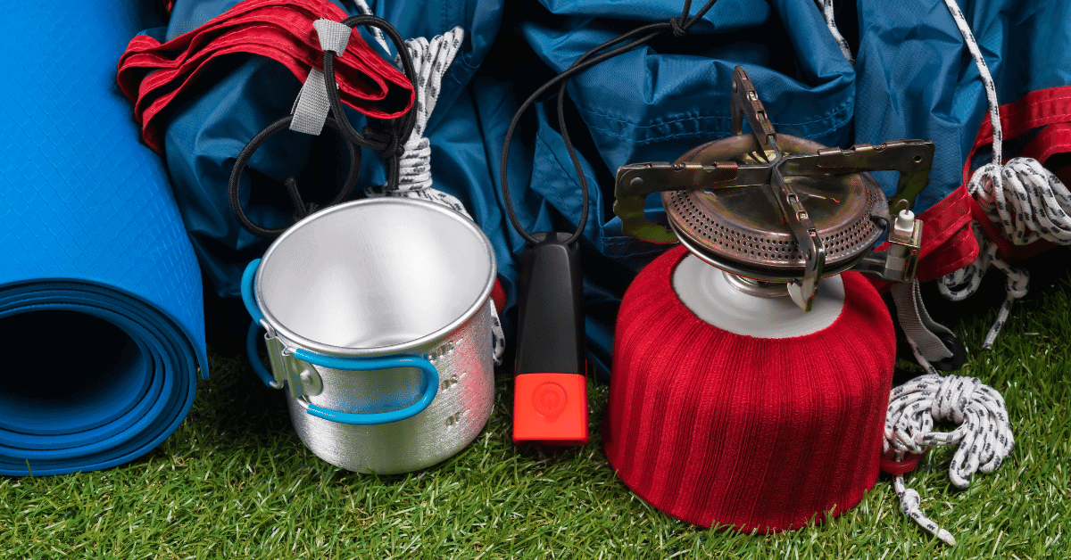 camping gear on the grass