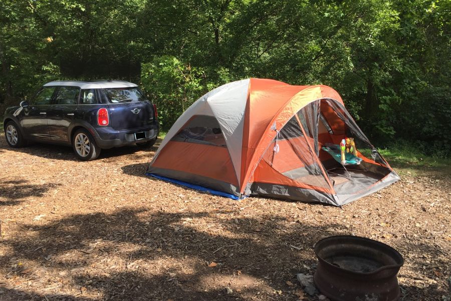 car camping with a tent