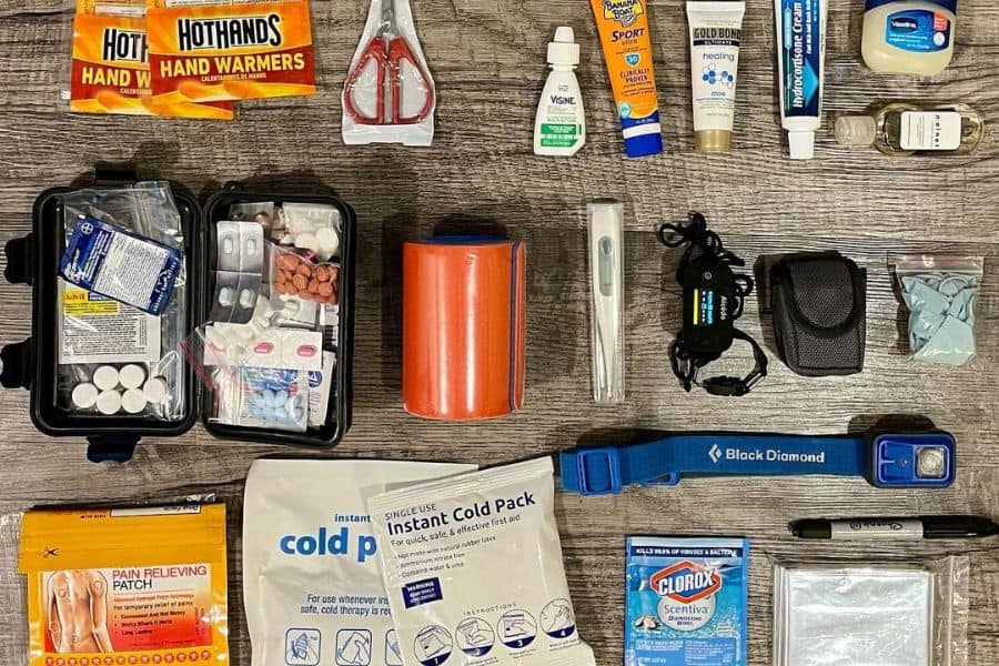 First aid supplies for wild camping