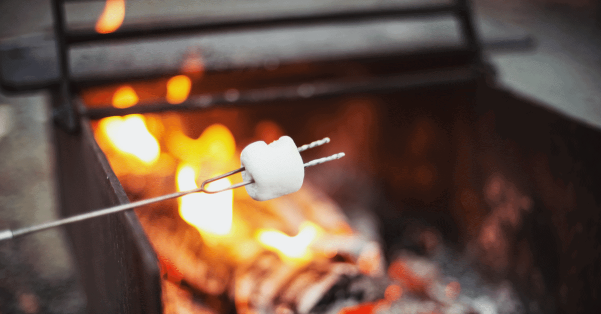 a marshmallow on a roasting fork