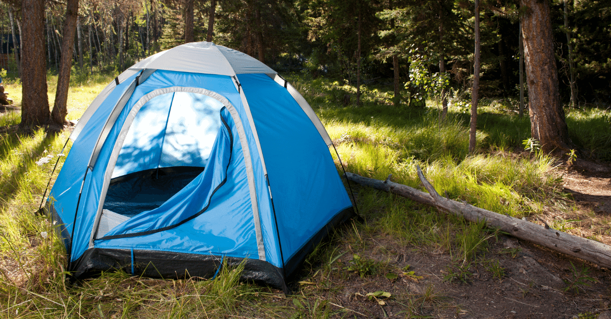 a tent with the zipper open