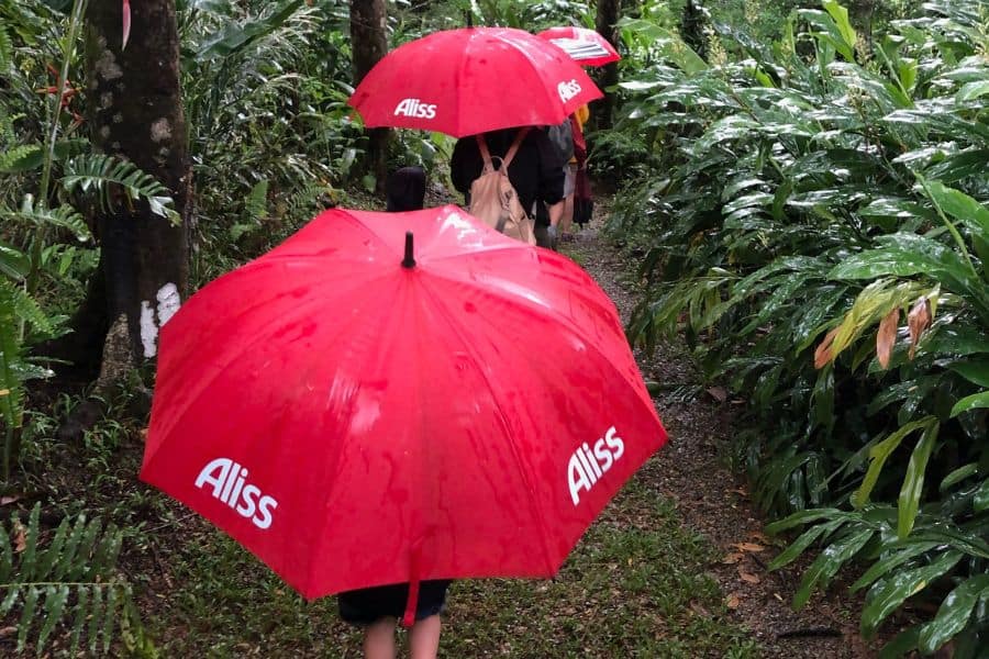 Hiking in the rain in Costa Rica