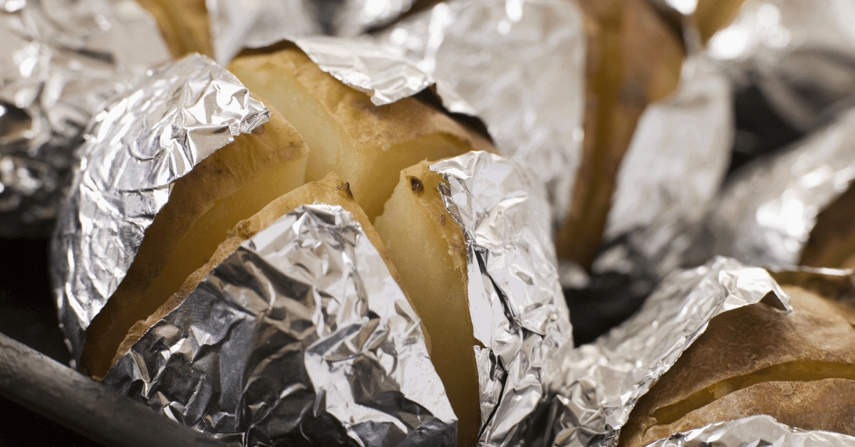 jacket potatoes in aluminum foil