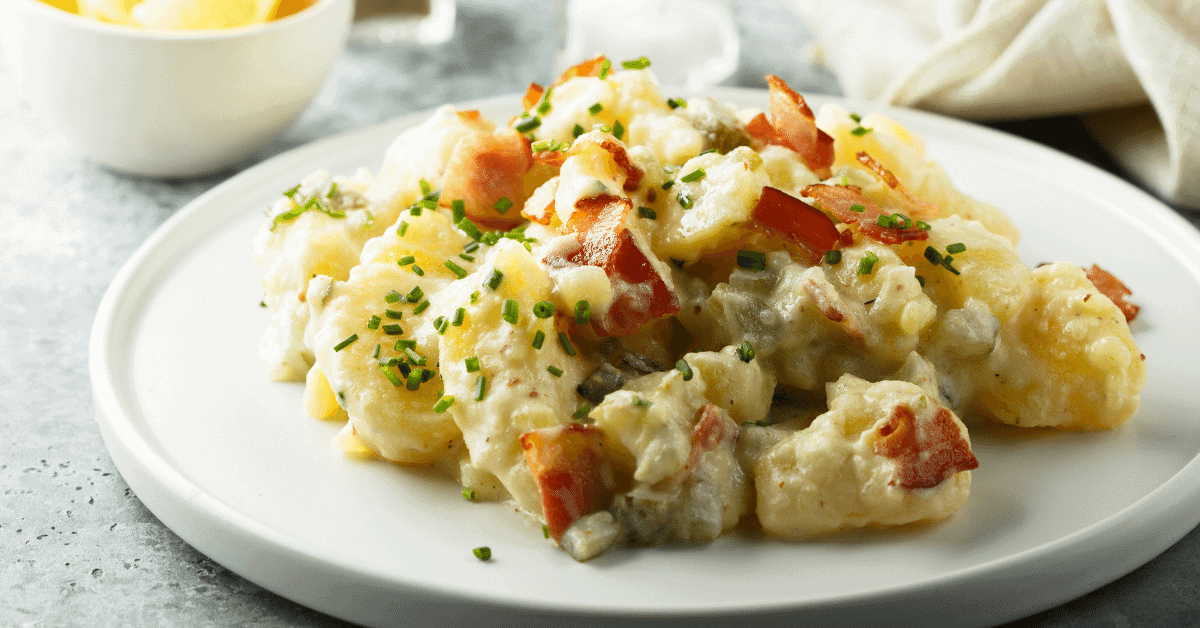 loaded potato salad with bacon