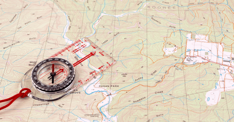 compass on a topographic map