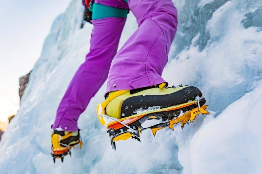 Hiking in snow with crampons