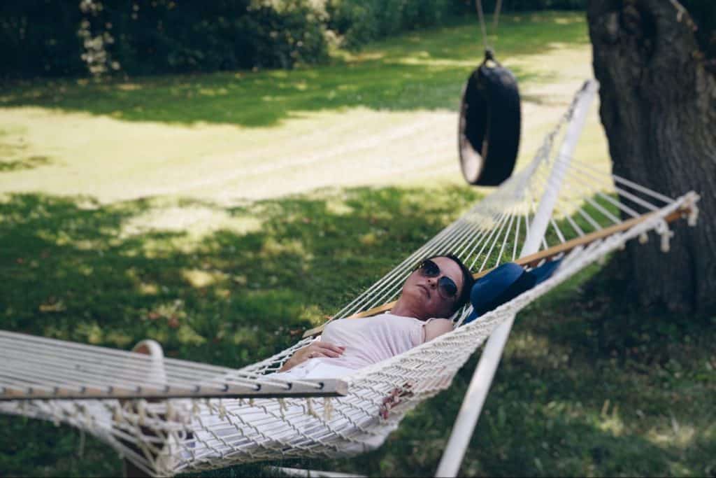 women relaxing in a hammock