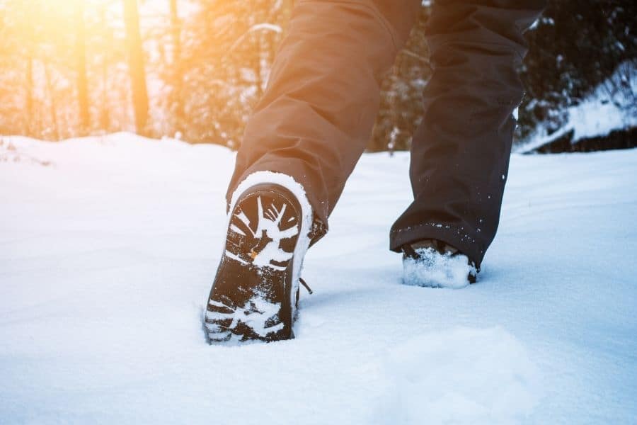 Hiking boots in snow