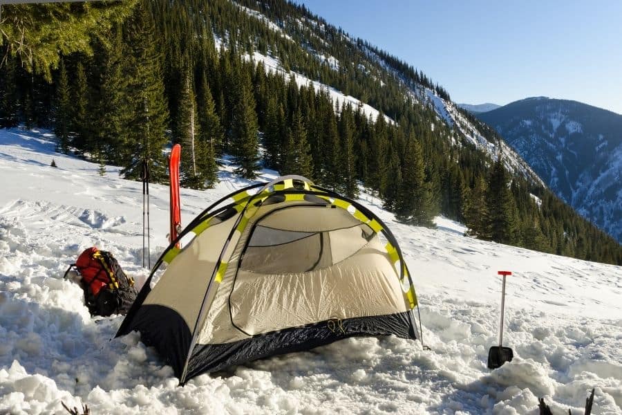 Tent with Rainfly Removed in Snow
