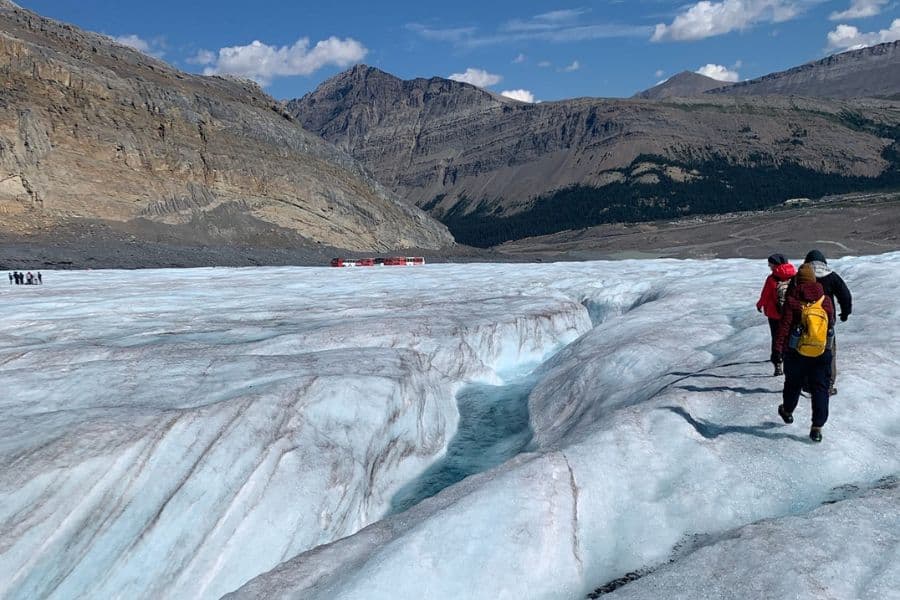 Hiking on the Athabasca Glacier in Alberta, Canada