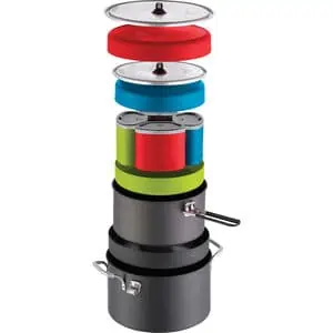 Bruntmor Multicolor Camping Cooking Set of 7 - Pre-Seasoned Cast