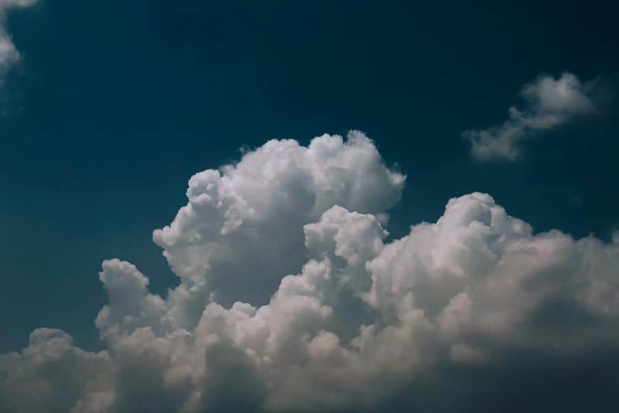 Large, Puffy Cumulus Clouds during camping in a thunderstorm