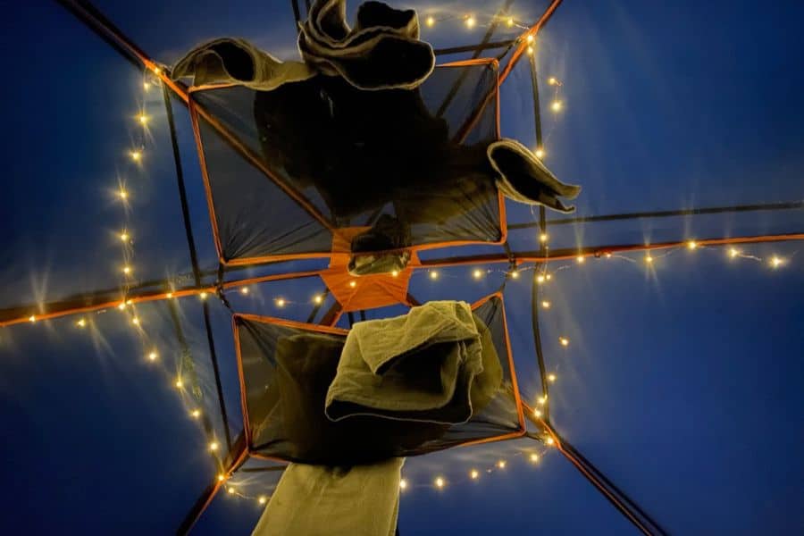 Tent gear lofts are perfect for extra items like hanging towels or lighting