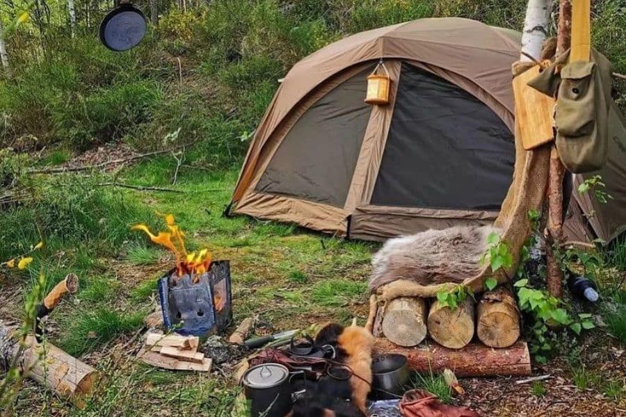 campsite during camping in a thunsderstorm