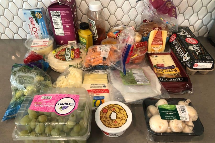 All the food that we were able to fit into the BougeRV portable refrigerator