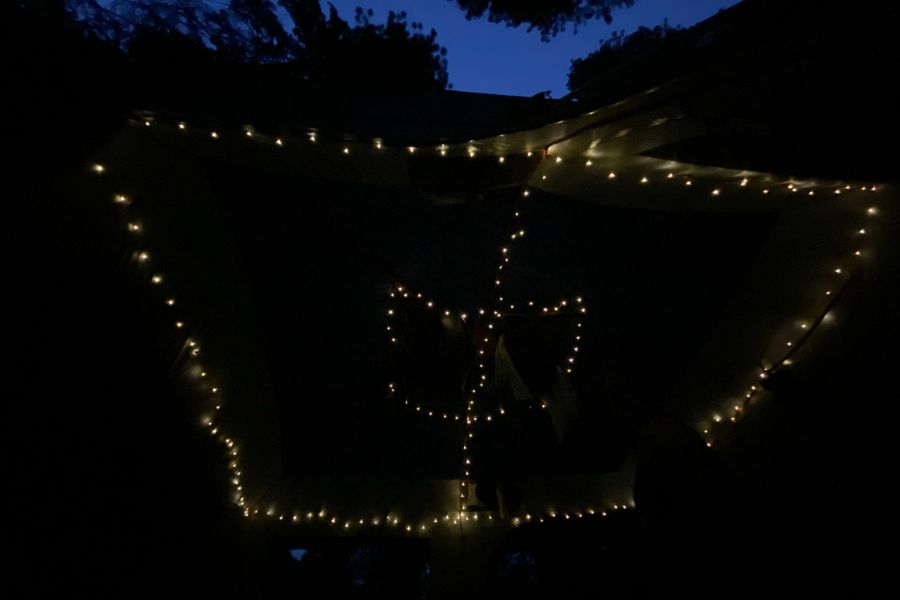 Install battery-operated fairy lights in your tent