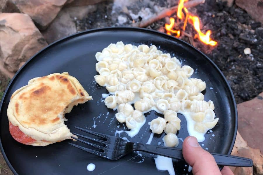 mac n' cheese and english muffin pizza