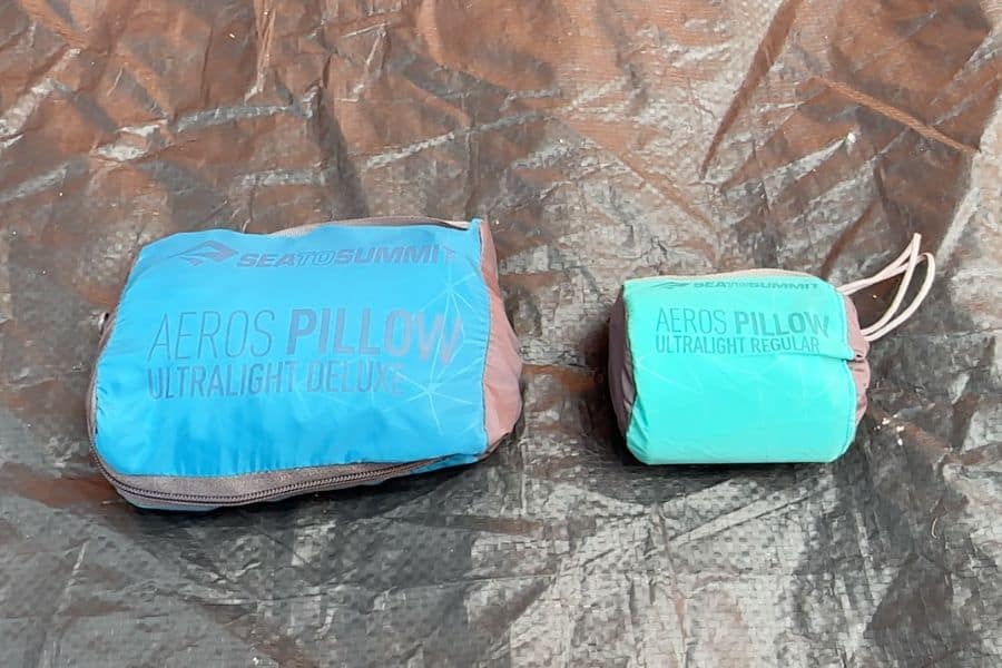 Size Comparison of Ultralight Backpacking Pillows
