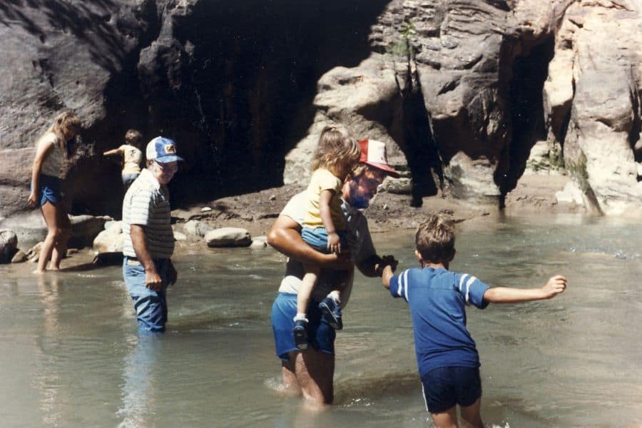 Me being carried by my dad at Zion.