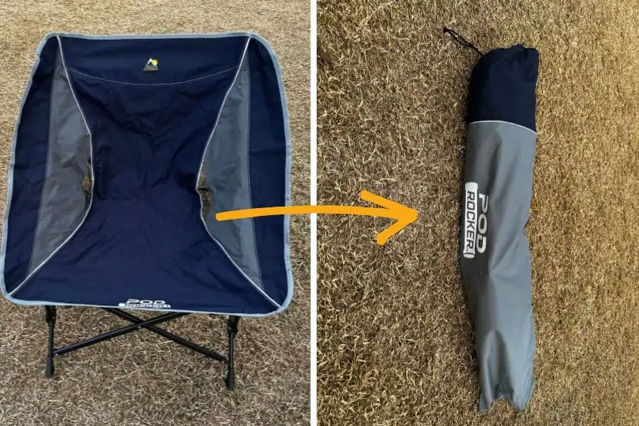 the GCI OutdoorPod Rocker folds up and stores quite nicely