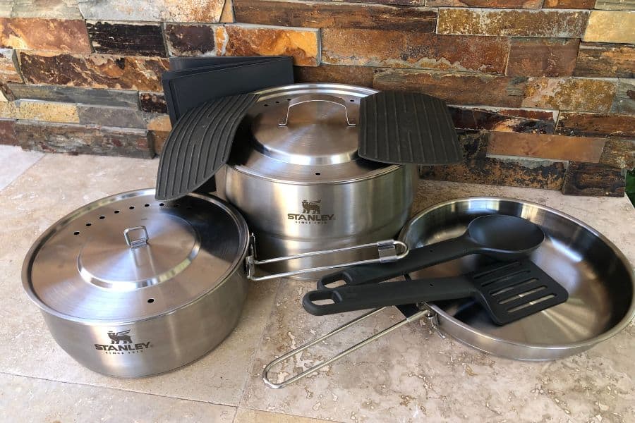 The Stanley Adventure Even-Heat cookset Contains 11-Pieces