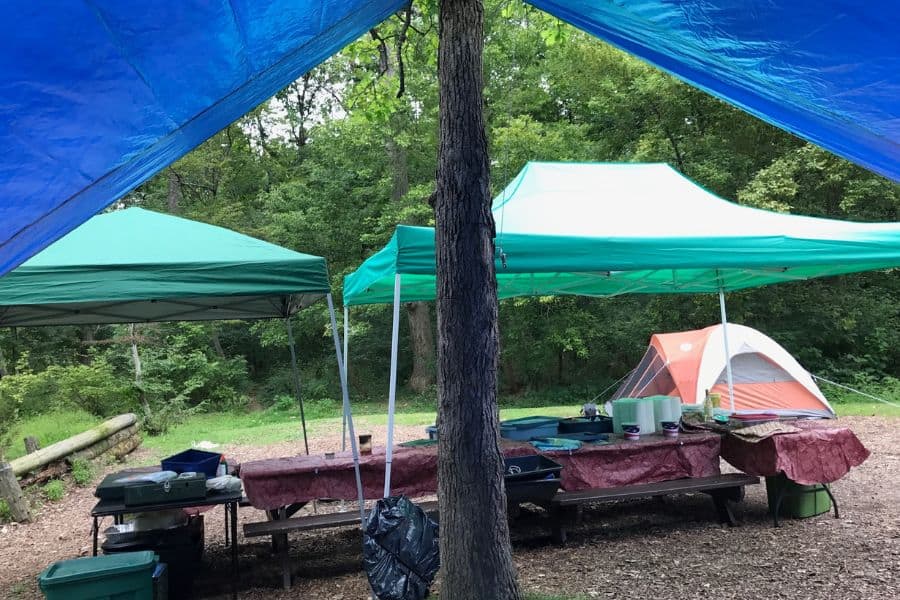 Camping with Various Pop Up Canopies