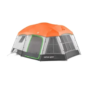 Tahoe Gear Ozark 16 Person 3 Season Family Cabin Tent w: Fly Canopy, Beige