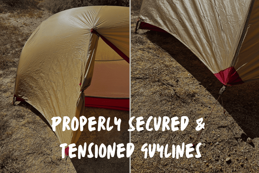 Properly Secured & Tensioned Guylines