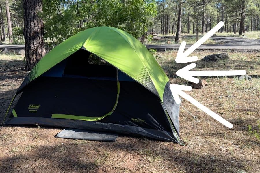 Coleman Dark Room Sundome facing strong winds, and holds up nicely