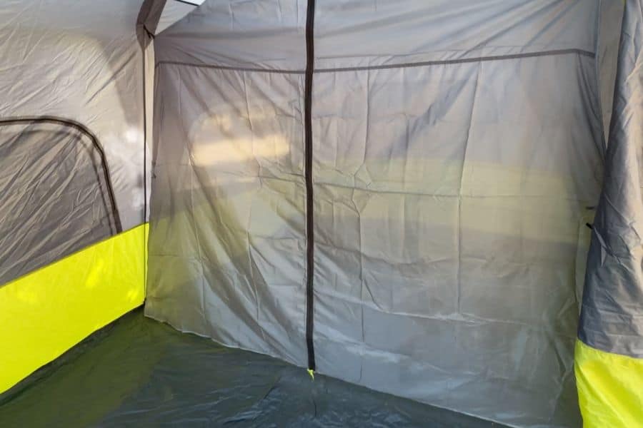 A 2-room divider on the CORE 10 person tent