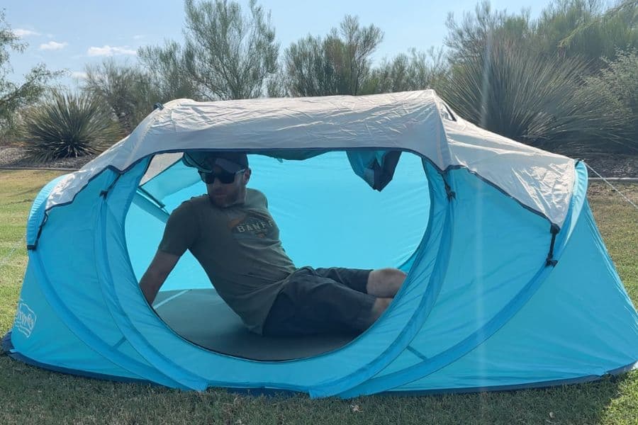 The Coleman 2 Person Pop Up tent is decently sized