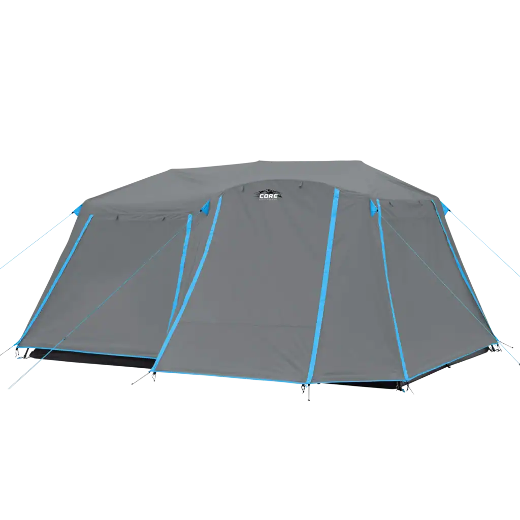 CORE 9 Person Lighted Instant Cabin Tent with Full Rainfly