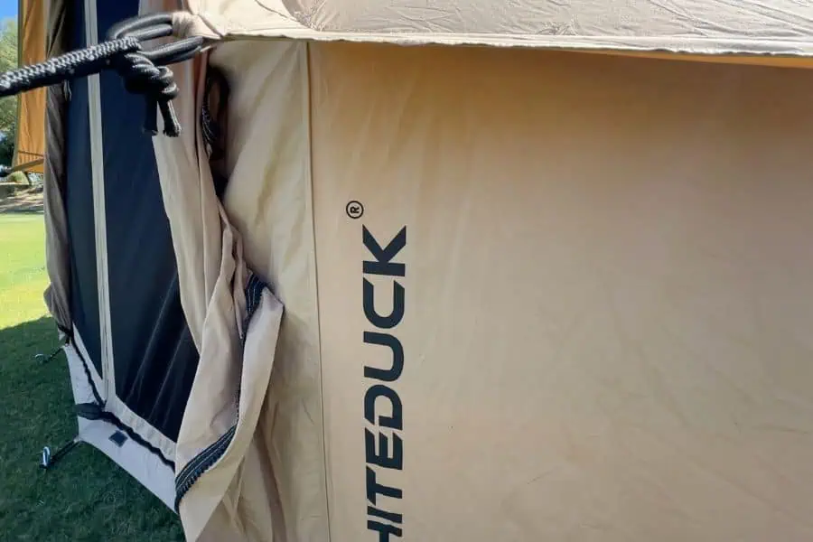 The tent uses 8.5 oz. Army Duck cotton canvas, which White Duck calls DYNADUCK